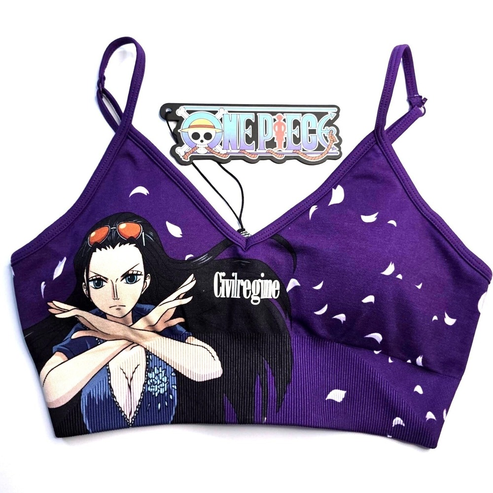 Civil Regime X One Piece Robin Anime Kelly Seamless Purple Sports Bra Size M